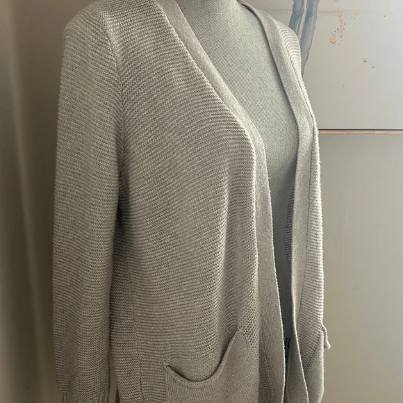 Cotton Emporium Light Gray Open-Front Cardigan - Picture 4 of 5